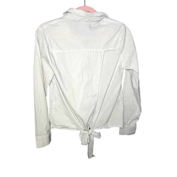 Mono B Size Medium Button Down White Corpcore Top with Bow Tie Back Preppy Girly - Picture 2 of 9